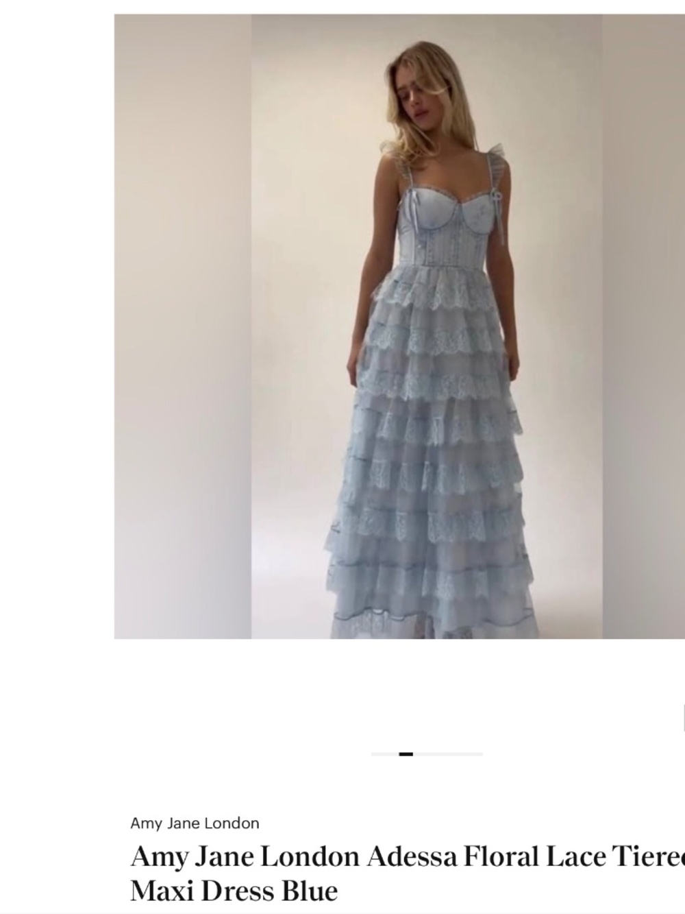 Amy Jane London Adessa Floral Lace Tiered Maxi Dress Blue